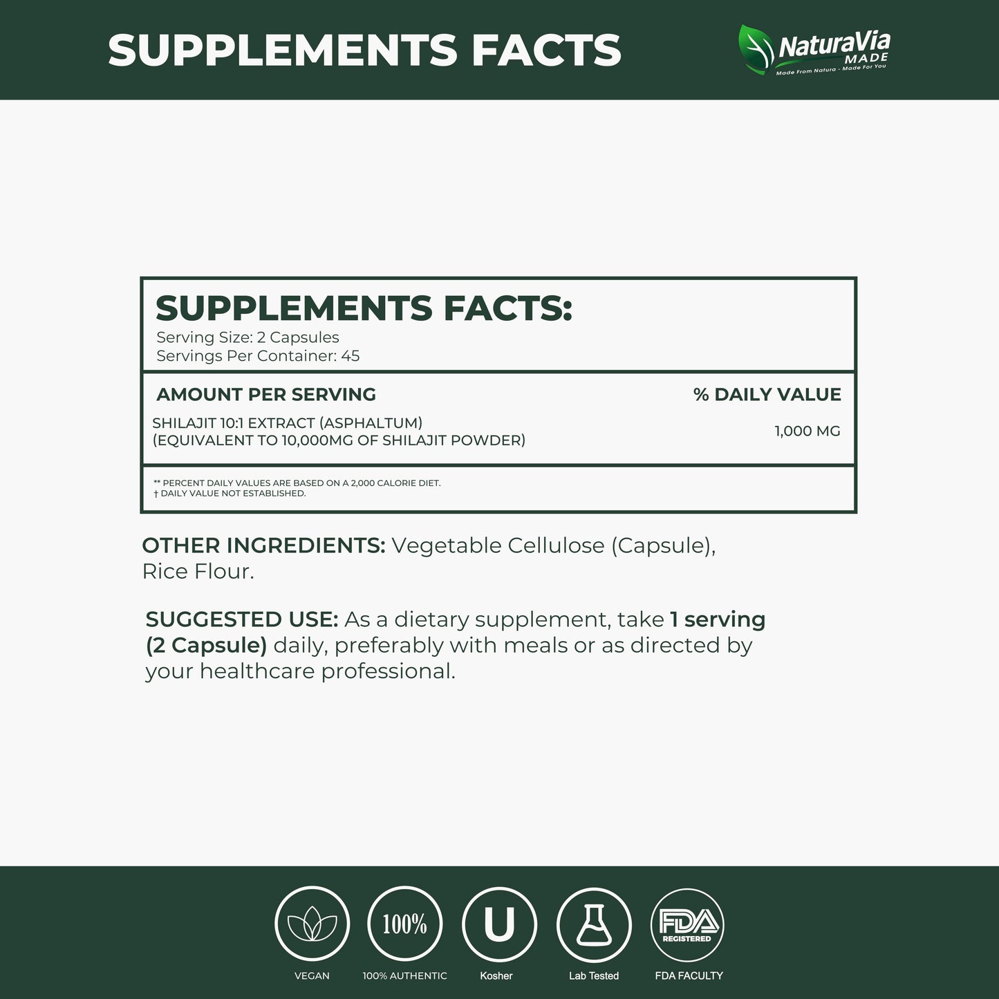 NaturaVia Made Shilajit Vitality Capsules