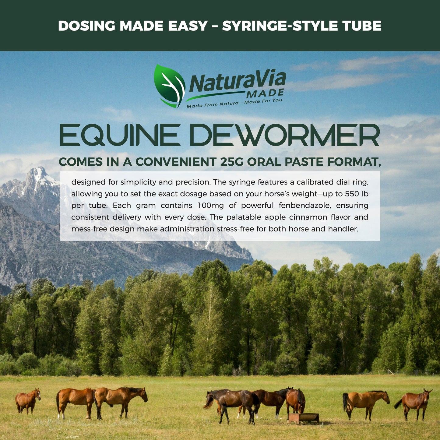 NaturaVia Fenbendazole Equine Dewormer (25gm)