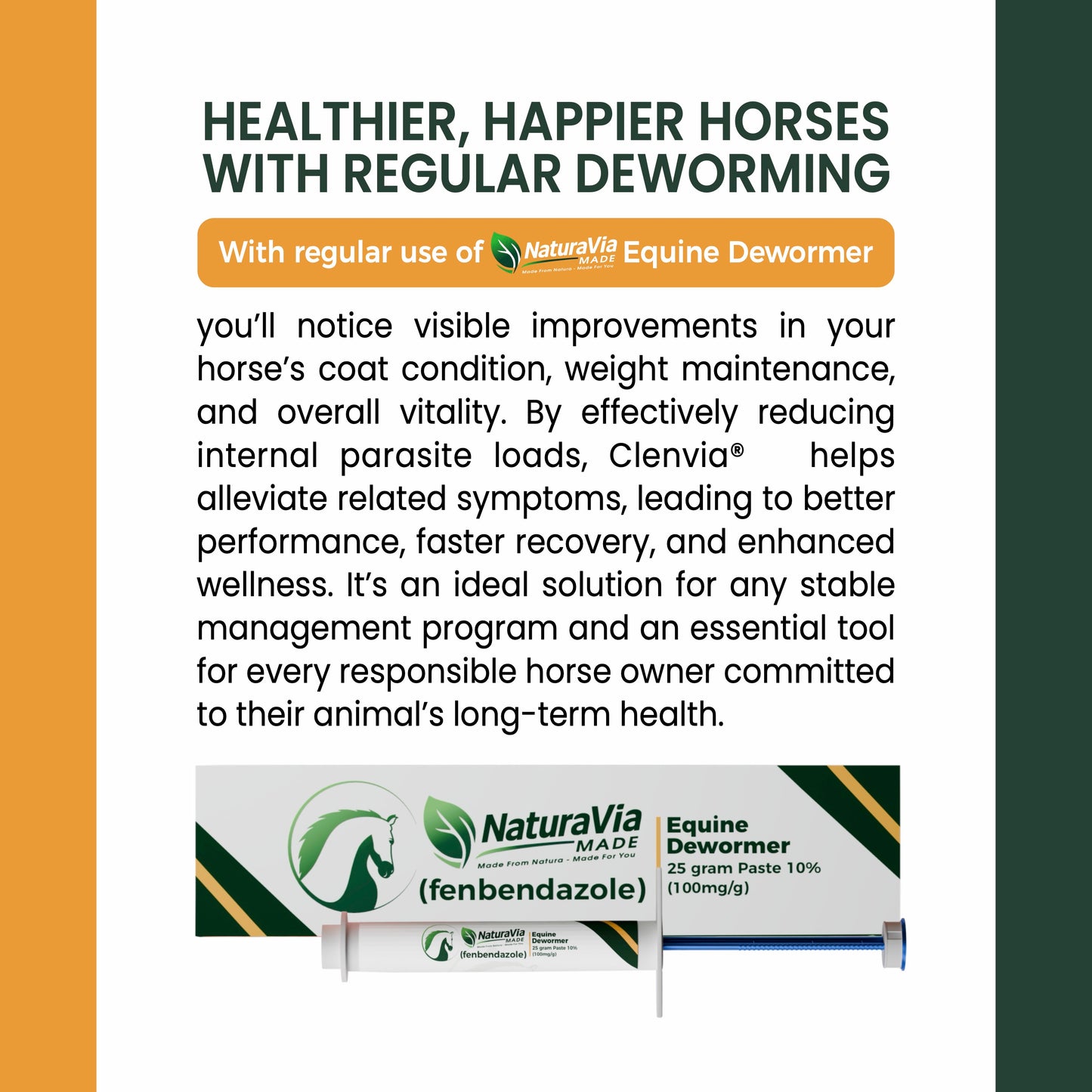 NaturaVia Fenbendazole Equine Dewormer (25gm)